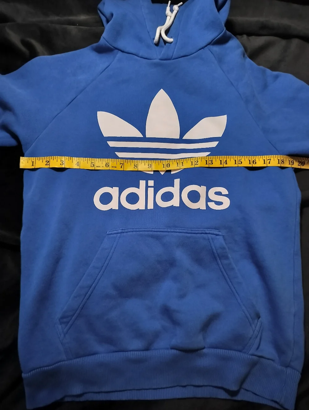 Classic adidas Vibrant Blue Crewneck Trefoil Logo Pullover Hoodie - Small